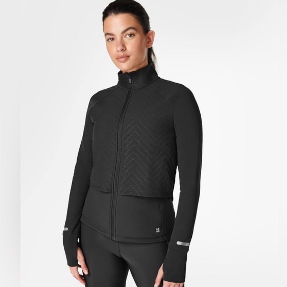 SWEATY BETTY Black Fast Track Padded Running Jacket Medium
